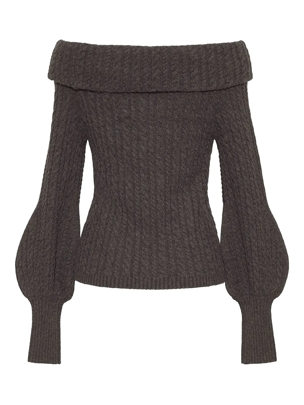 Cara Cara Cable-knit Off-the-shoulder Sweater In Brown