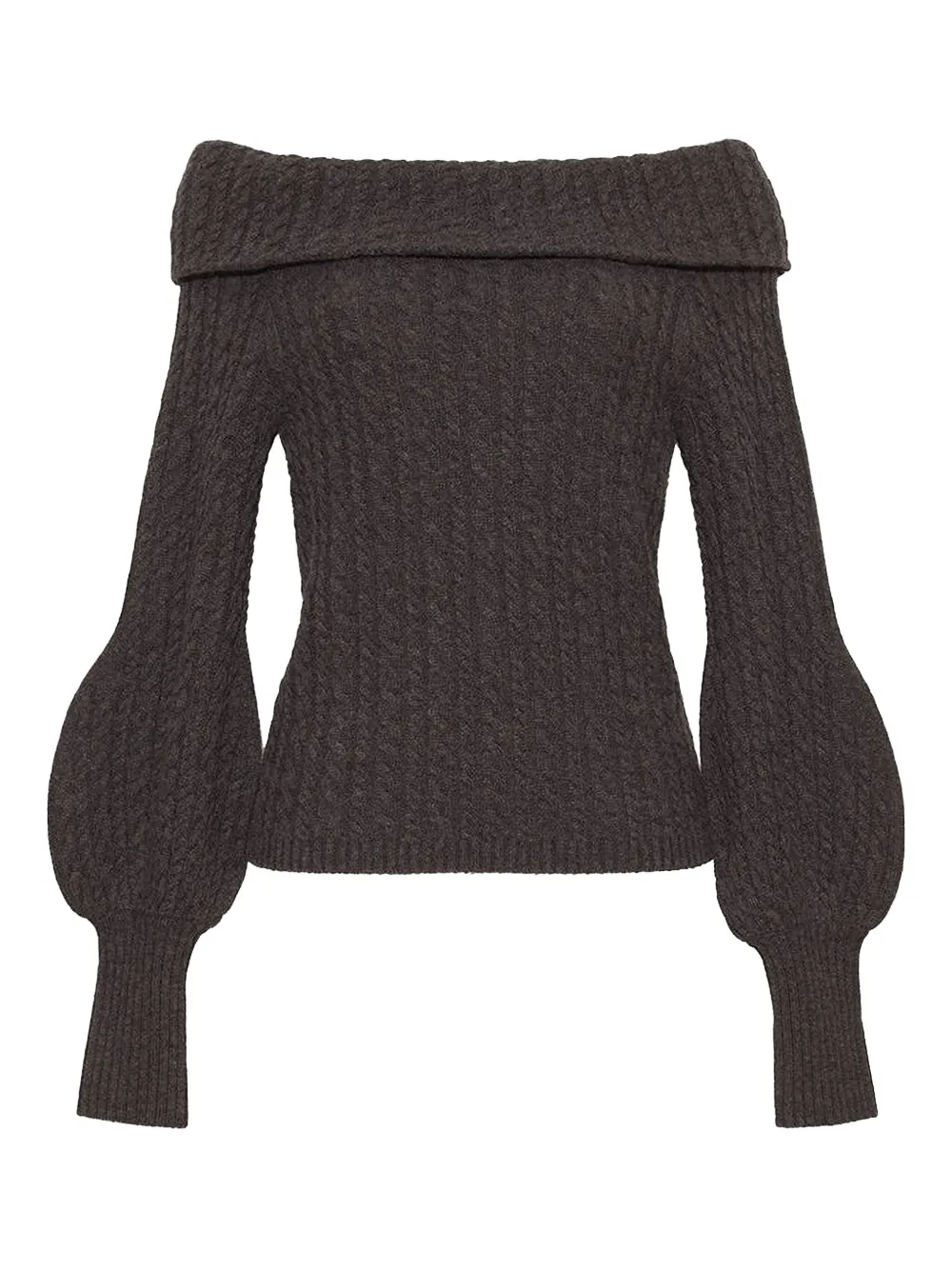 Cara Cara Cable-knit Off-the-shoulder Sweater In Brown
