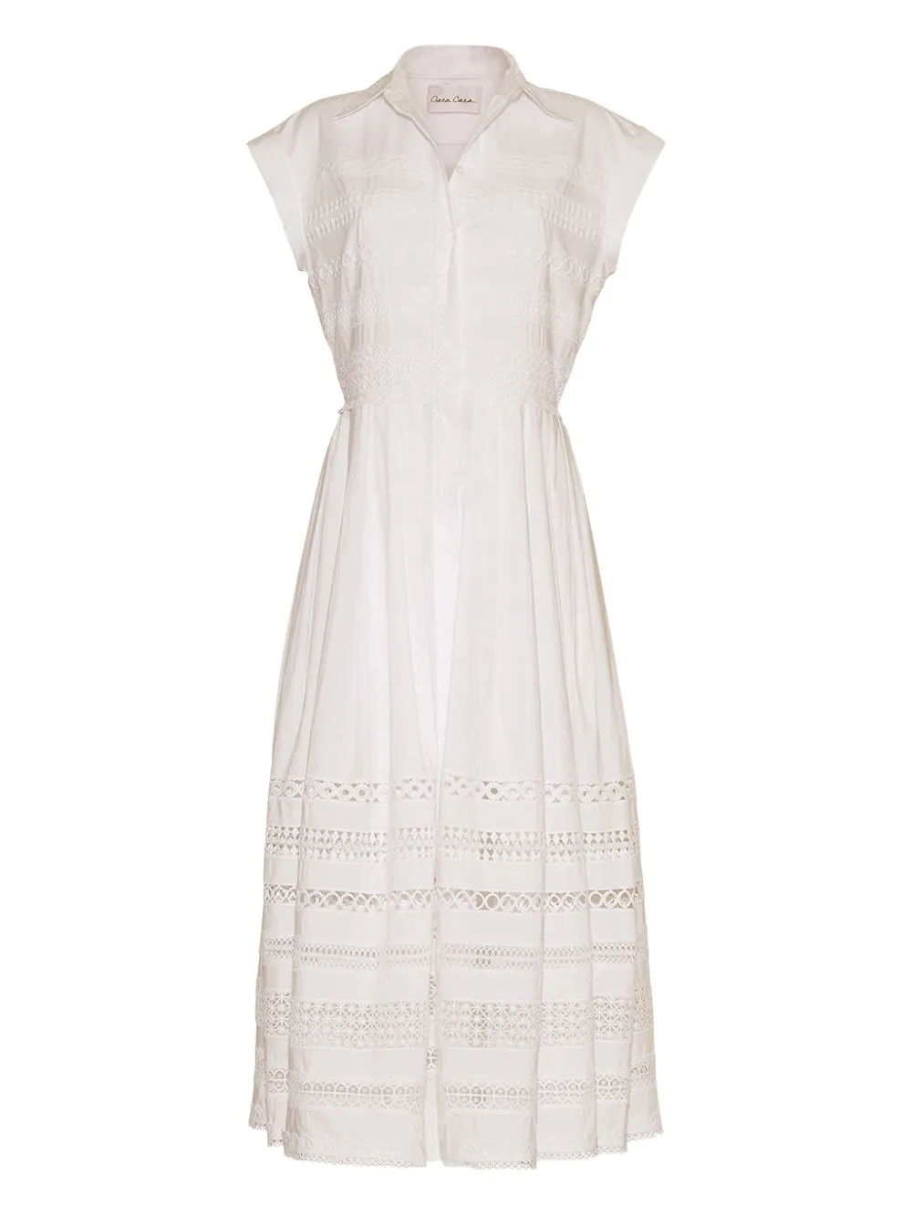 Cara Cara Abito midi con inserti in pizzo - Bianco