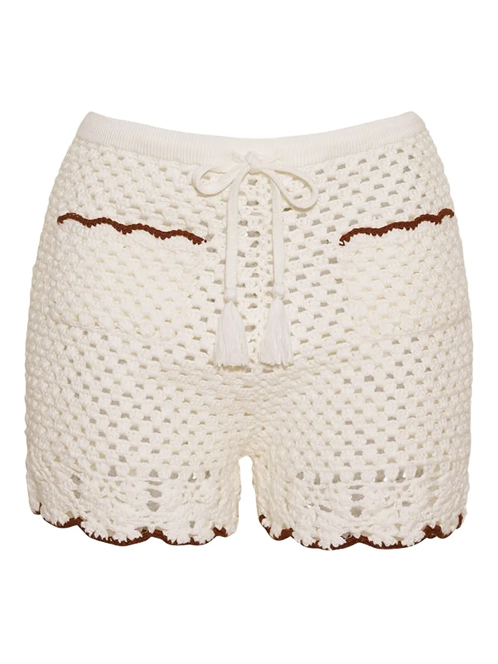 Cara Cara Shorts con bordo a smerlo - Bianco