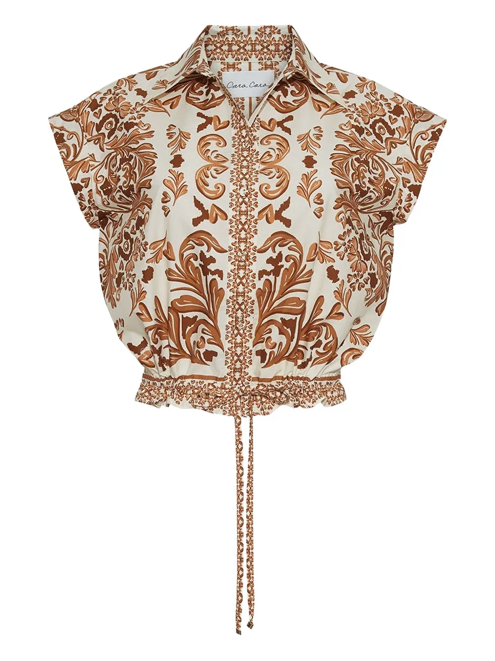 Cara Cara Octavia Printed Drawstring Top In Neutral