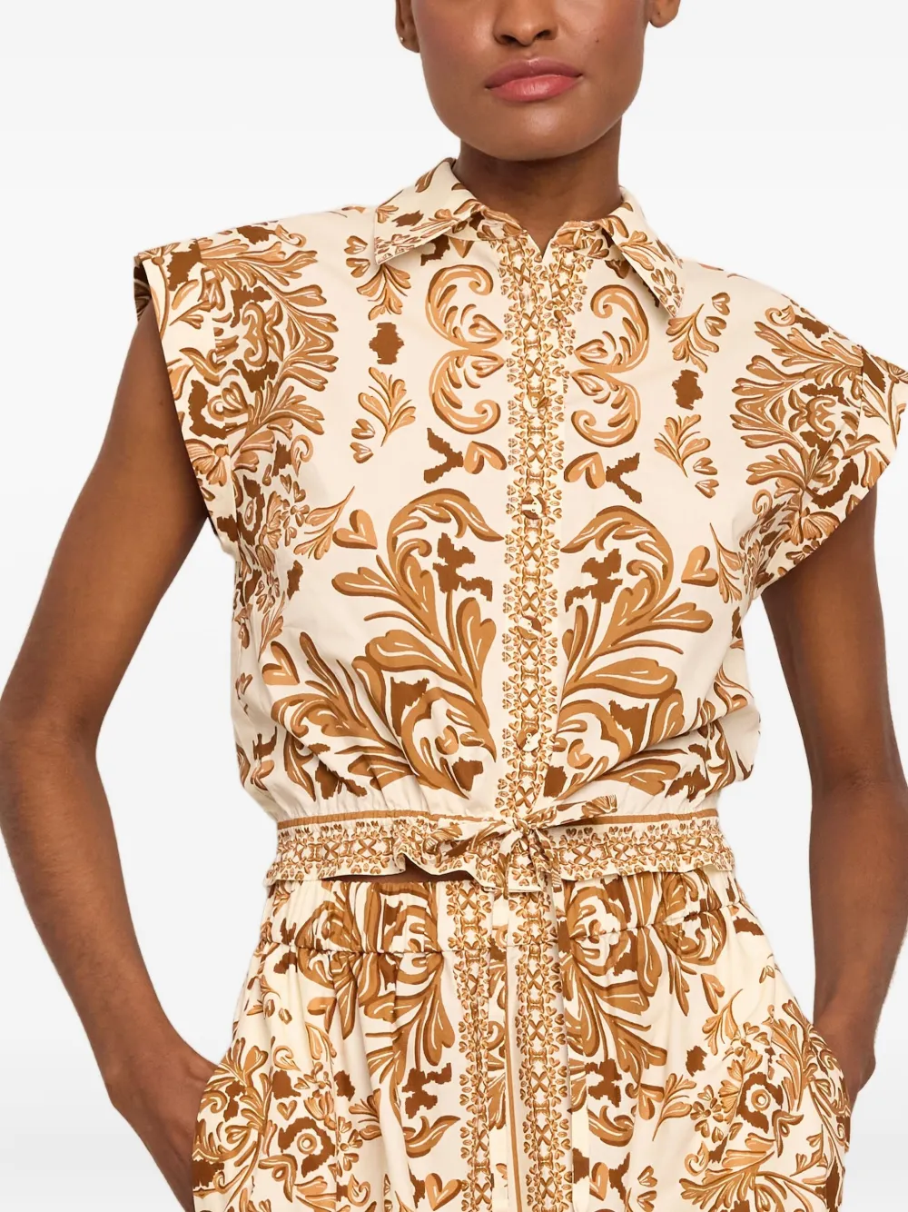  Cara Cara Octavia Printed Drawstring Top - Neutrals 