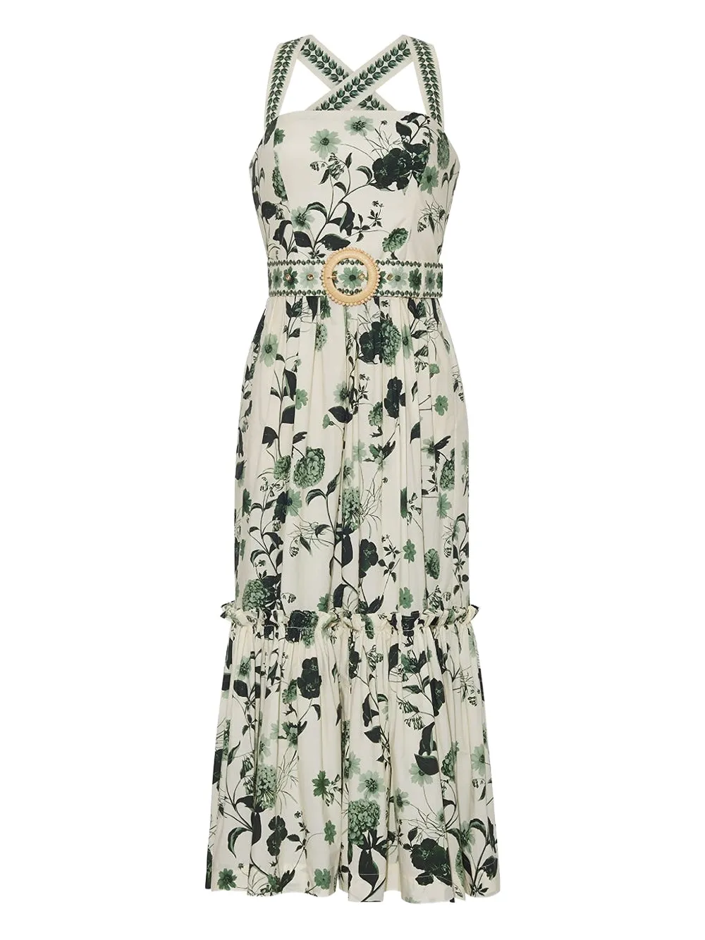 Cara Cara Julietta floral-print belted midi dress - Toni neutri