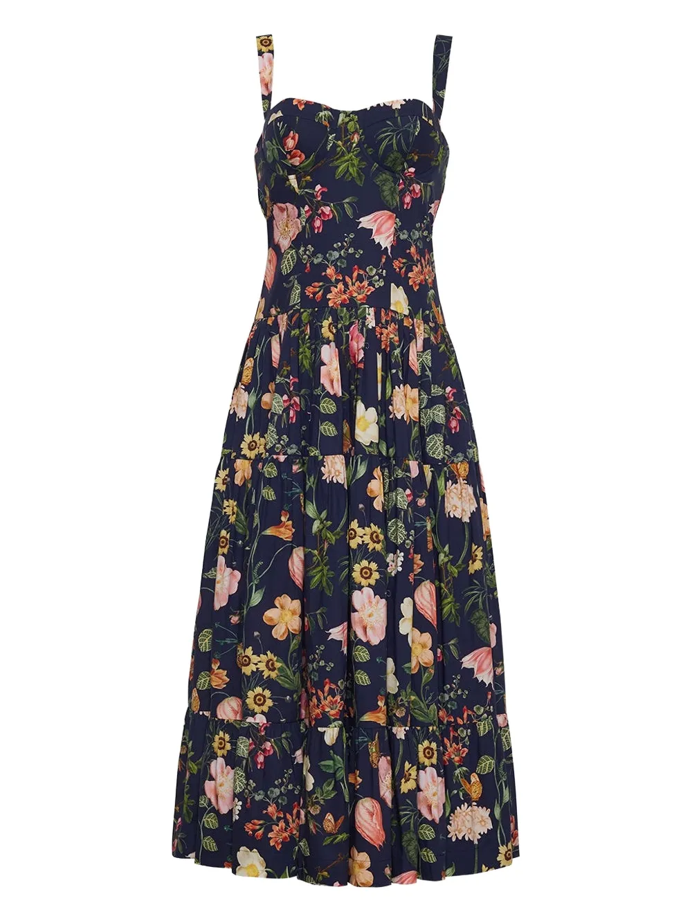 Cara Cara Santiago floral-print tiered midi dress - Blu