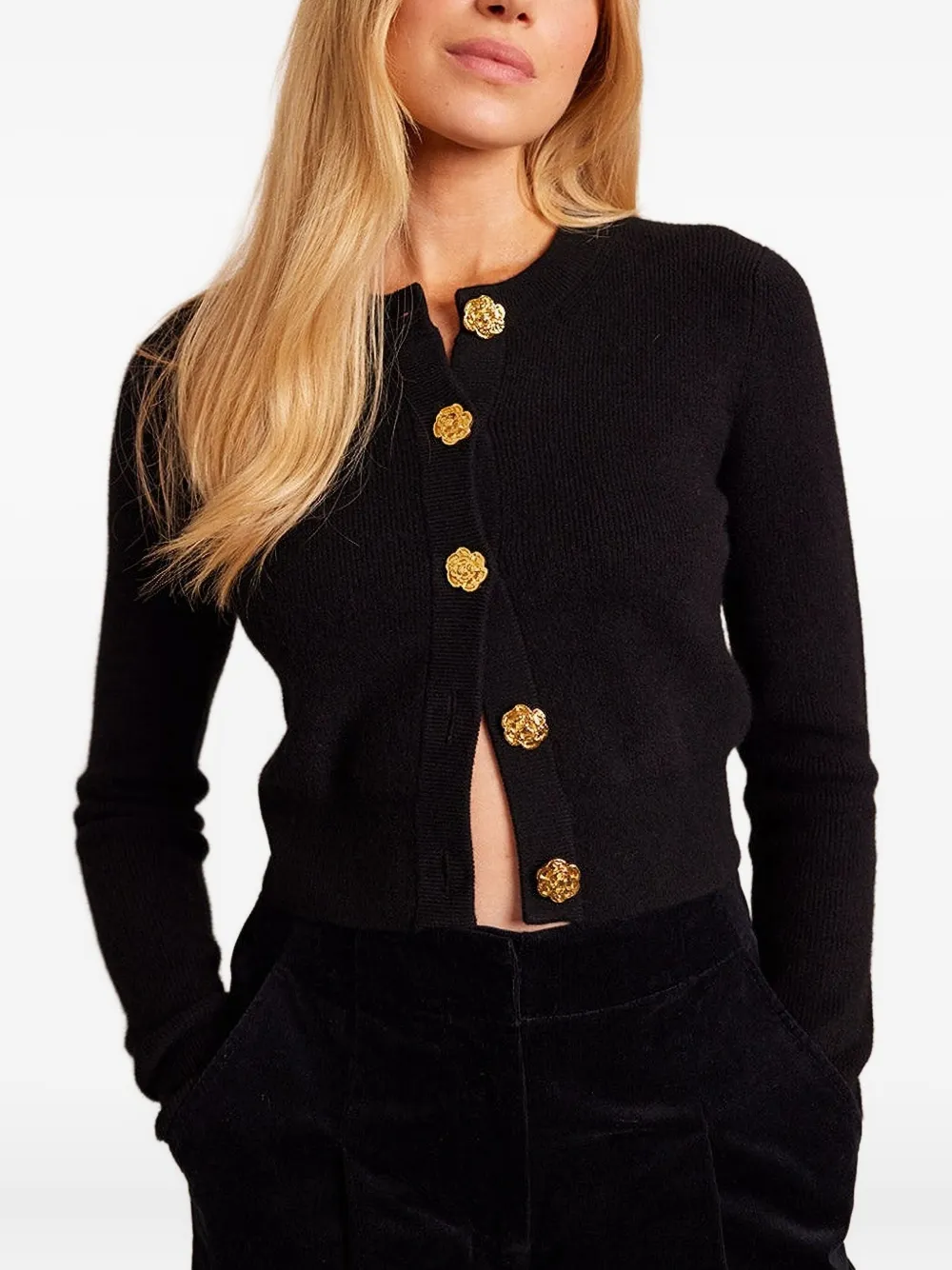 Cara Ellery geribbeld vest Zwart