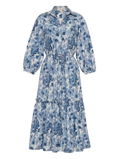 Cara Cara Hutton floral-print tiered midi dress