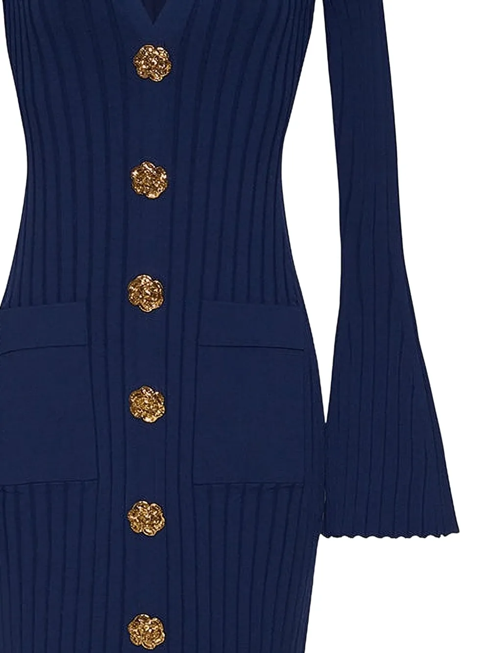 Cara Cara Geribbelde midi-jurk met klokmouwen - Blauw