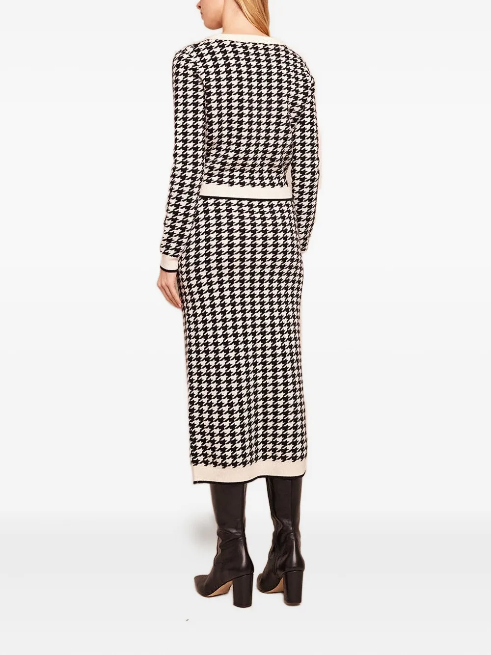  Cara Cara Ronnie Houndstooth Midi Skirt - Neutrals 