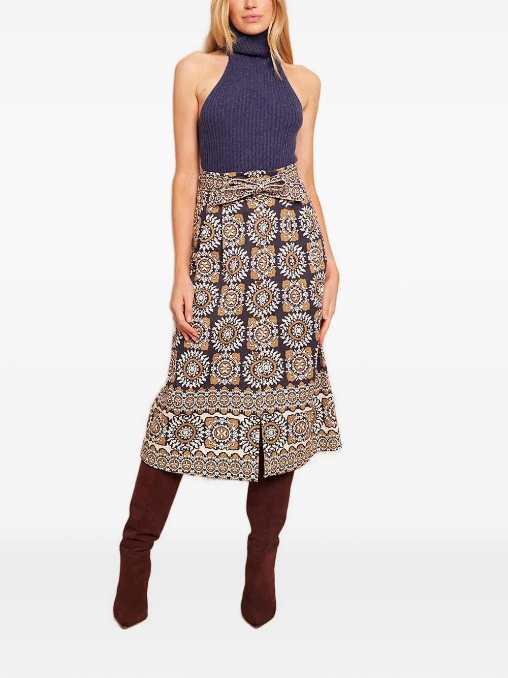  Cara Cara Samson Ribbed High-neck Top - Blue 