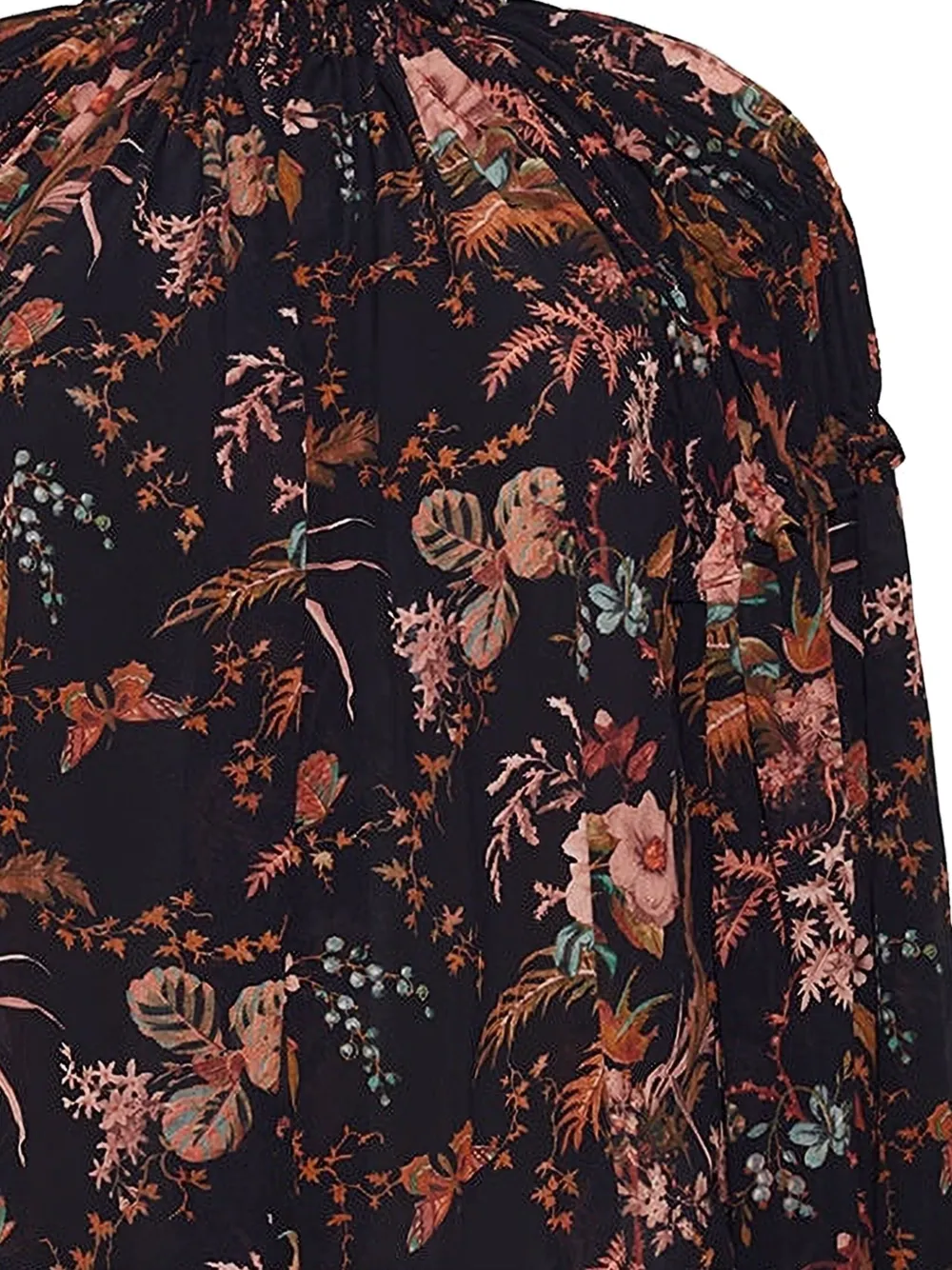 Cara Cara Ipanema blouse met hoge hals en bloemenprint - Zwart