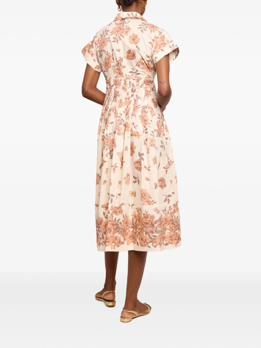 Floral-Print Pleated Midi Day Dress