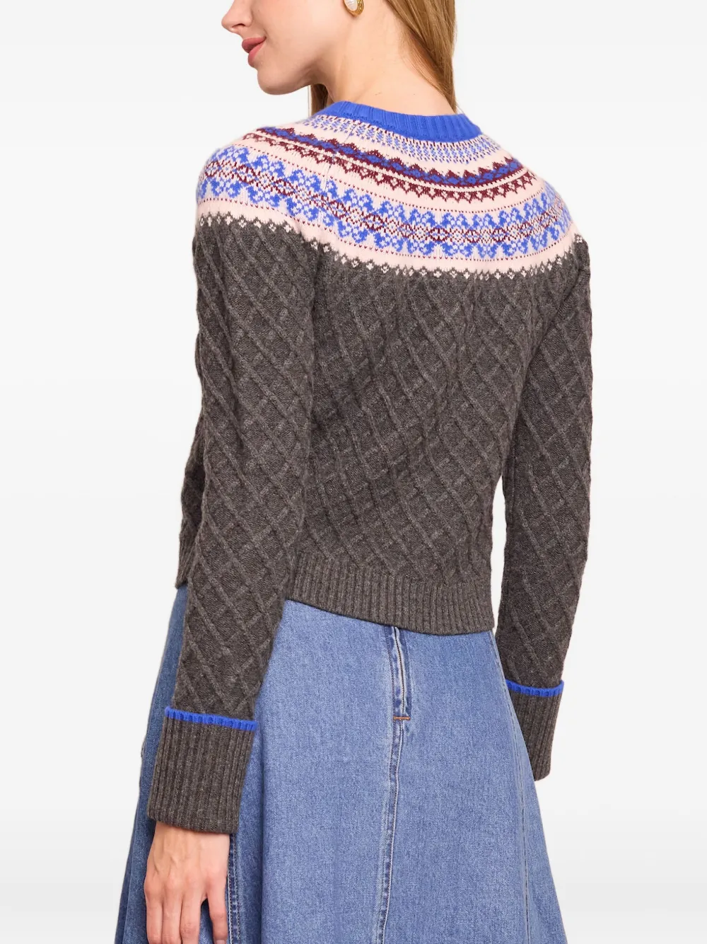 Cara Fairisle kabelgebreid vest Grijs
