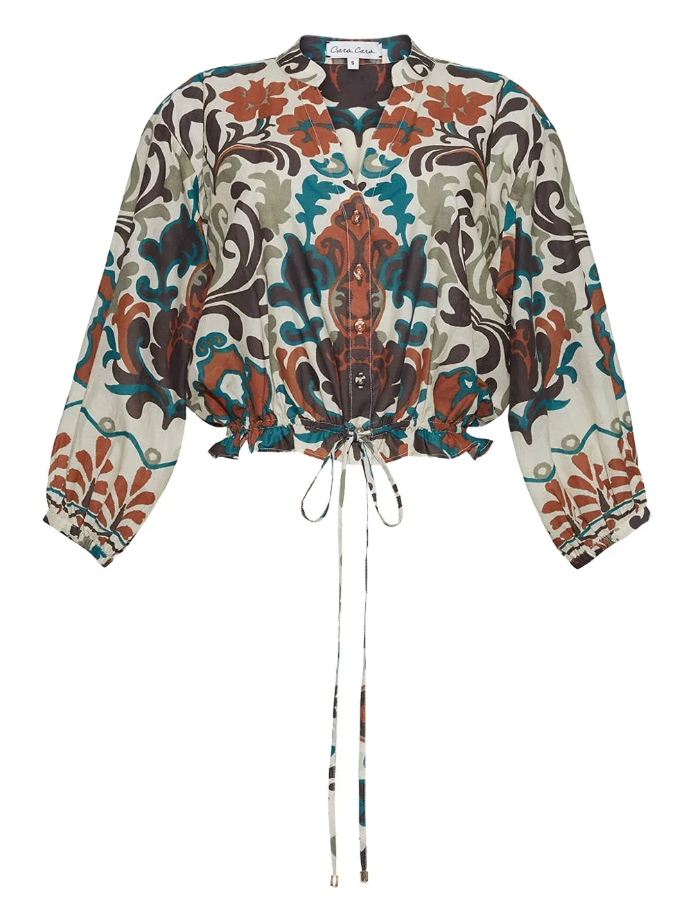 Cara Cara damask-print drawstring top - Toni neutri
