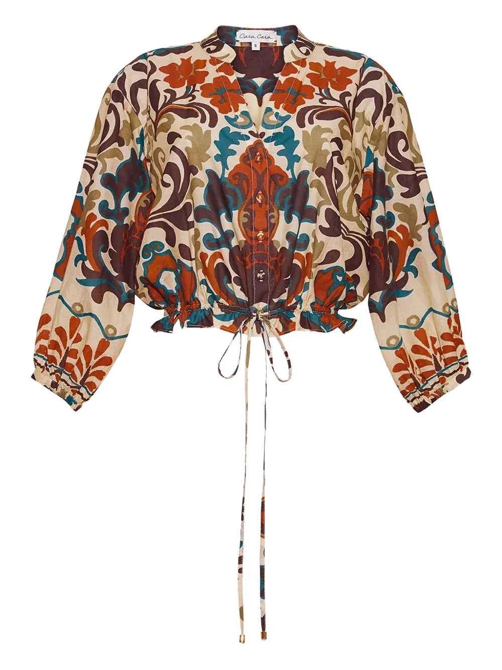 Cara Cara damask-print drawstring top - Nude