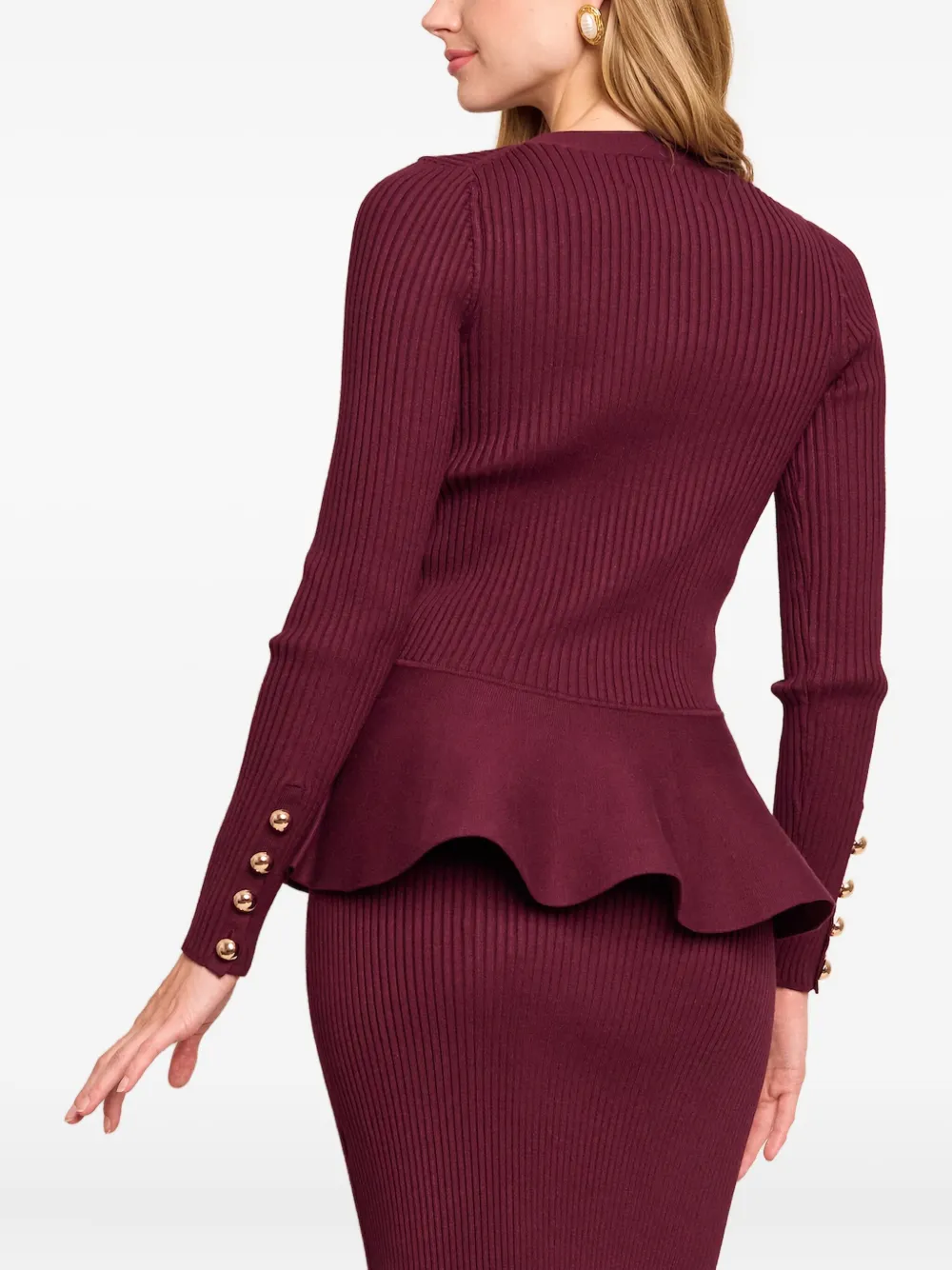  Cara Cara Viva Ribbed Buttoned Top - Red 