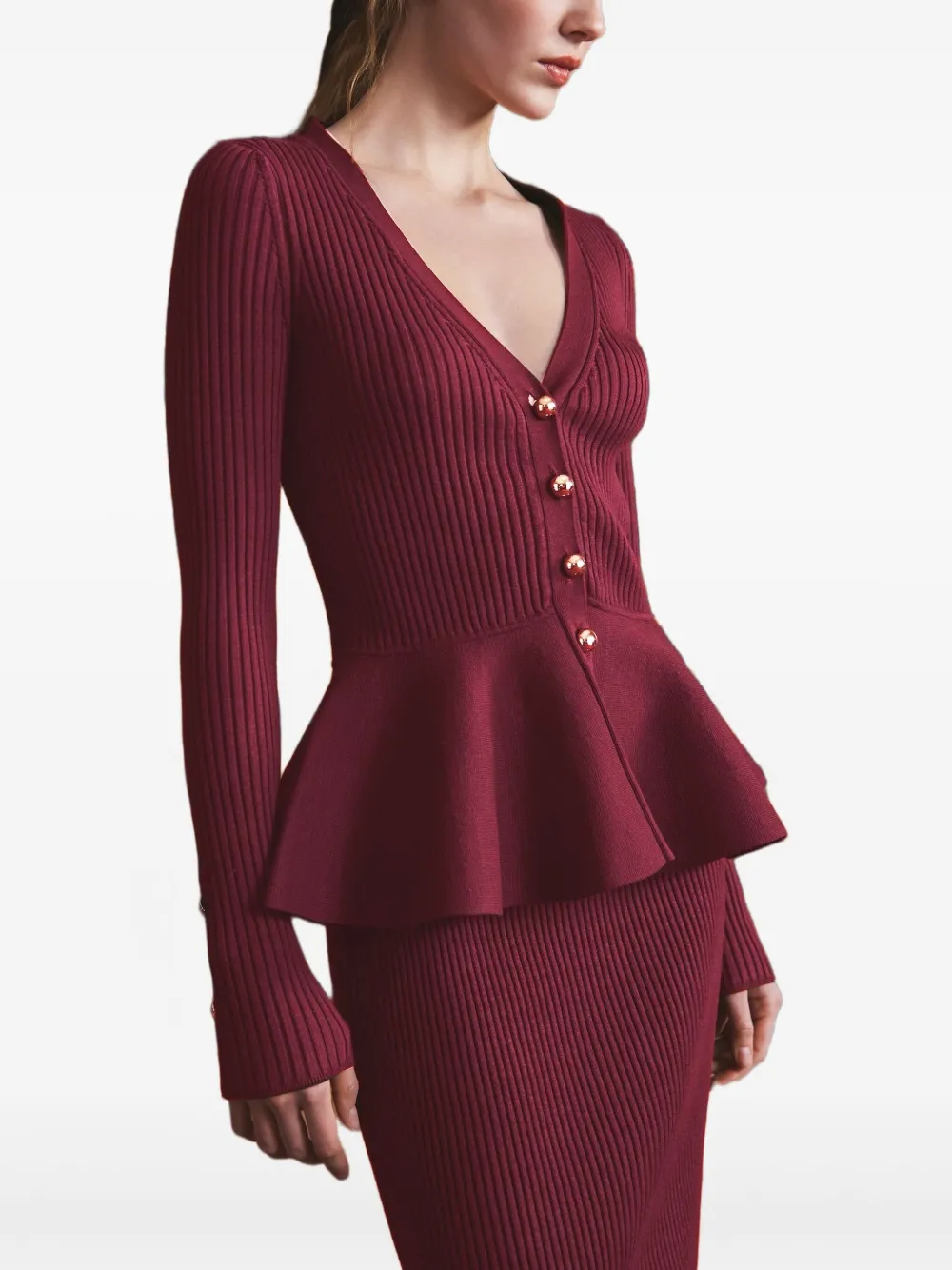  Cara Cara Viva Ribbed Buttoned Top - Red 
