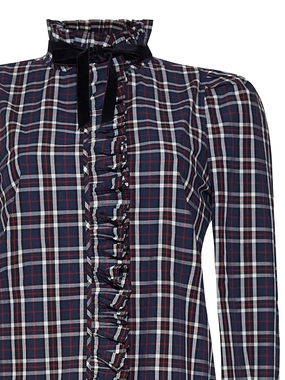 Cara Cara Pia blouse met tartan-ruit en ruches - Blauw