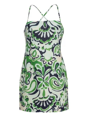 green foliage sketch sleeveless maxi dress Women's Perfectly Framed Green Jersey Knit Contrast Trim Sleeveless Maxi Dress | Color: Kelly Green | Size: L main image 0