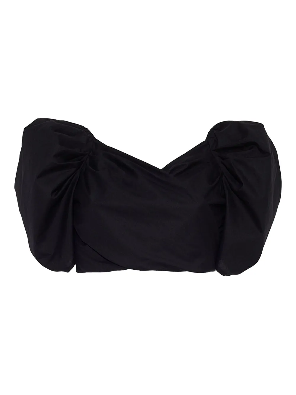 Cara Cara puff-sleeve wrap top - Nero