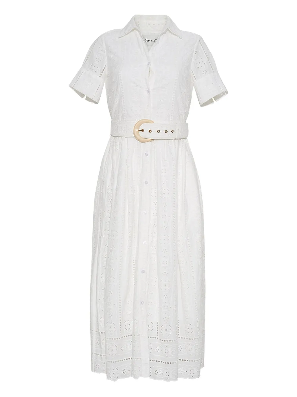 Cara Cara Malena Eyelet-embroidered Midi Dress In White