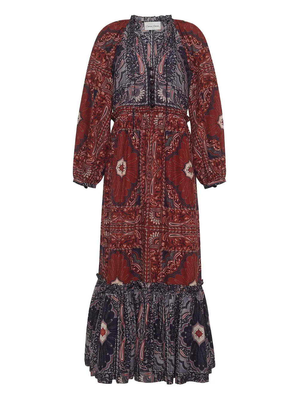Cara Cara Abito midi con stampa paisley - Rosso