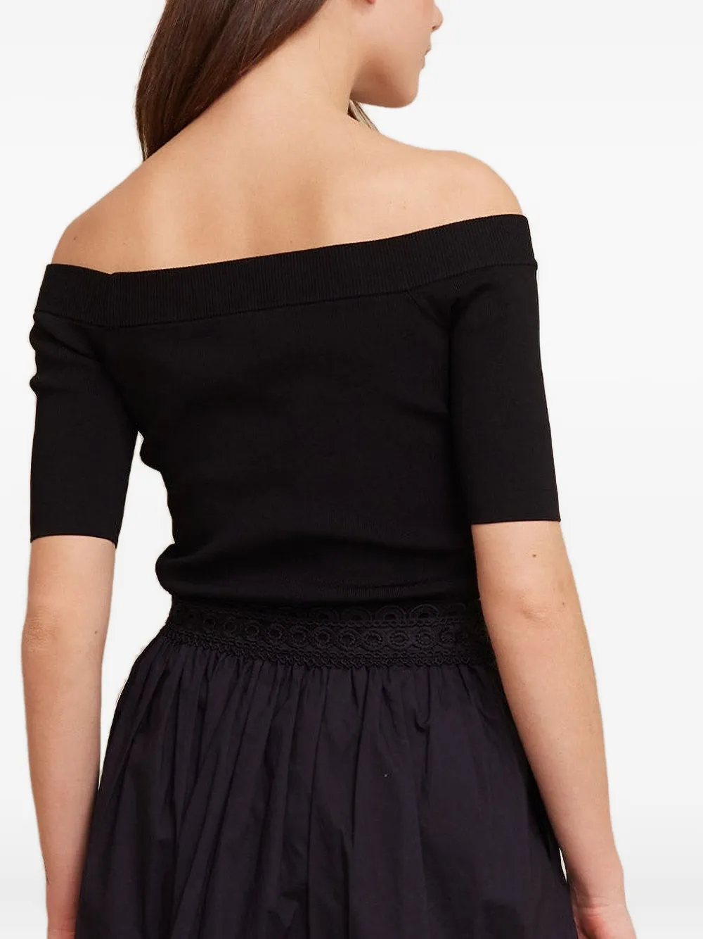 Cara Valentina off-shoulder blouse met korte mouwen Zwart