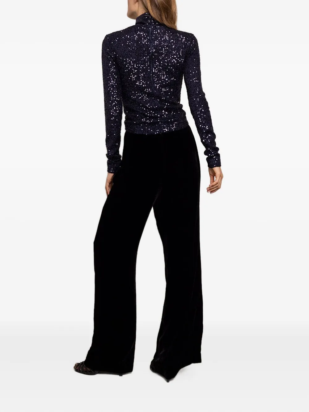 Cara Cara Firenze Velvet-effect Flared Trousers In Black