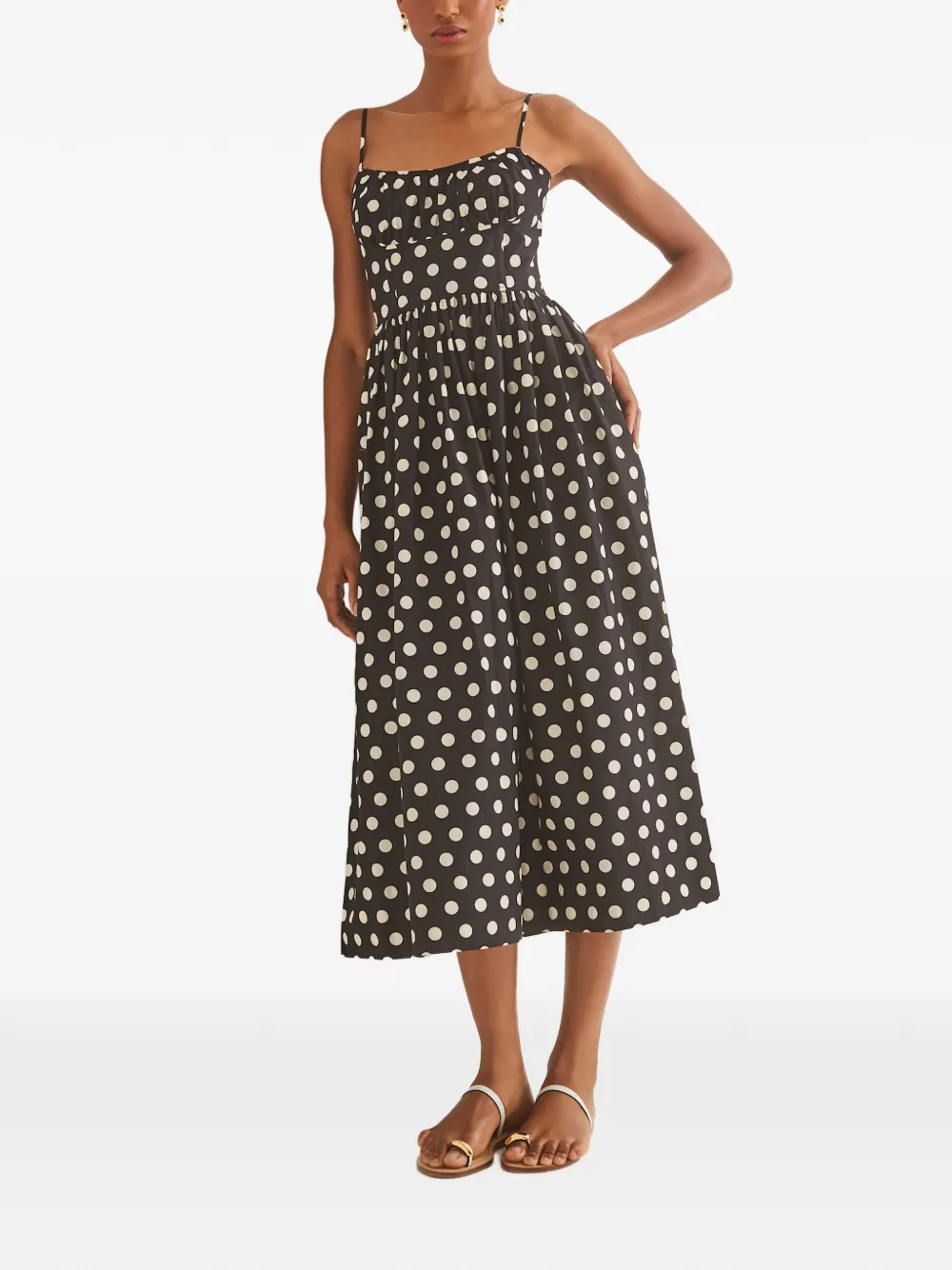 Cara Cara Alba Polka-dot Midi Dress In Black