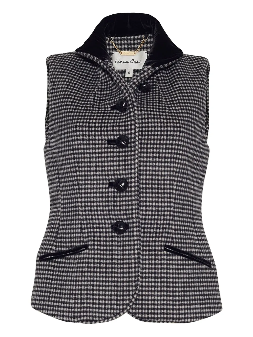 Cara Cara check-plaid button vest | Black | Image 1