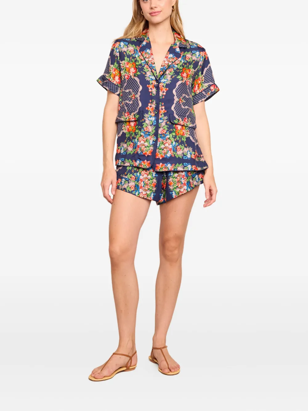 Cara Cara Trish Shorts Gemma Scarf Navy In Blue