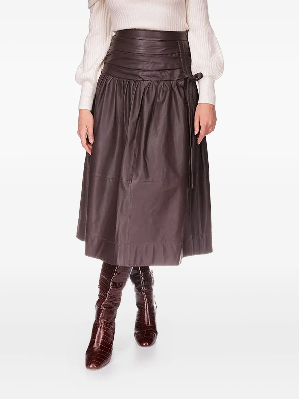Cara Cara Kayla Midi Skirt In Burgundy