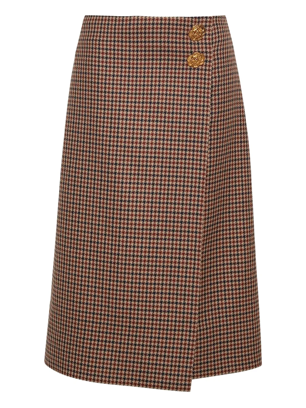 Cara Cara Luca Houndstooth-pattern Midi Skirt In Brown
