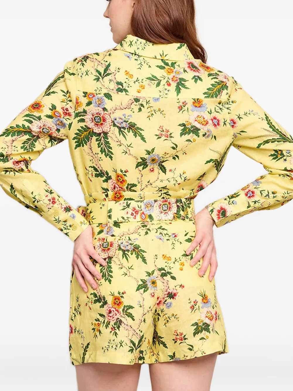  Cara Cara Floral-print Linen Shirt - Yellow 