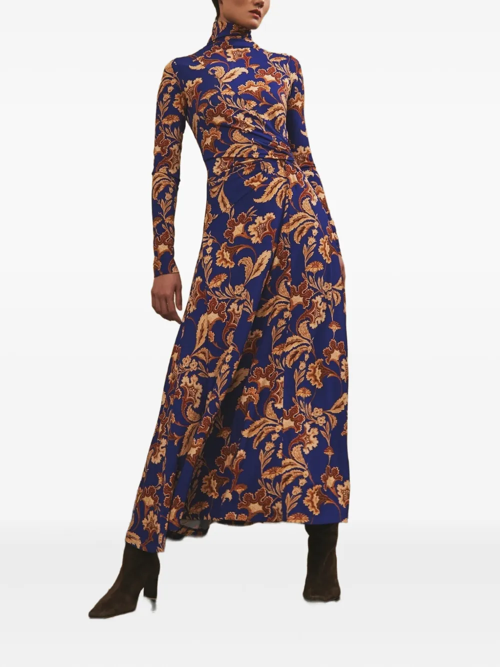 Cara Cara Midi-jurk met bloemenprint en col - Blauw