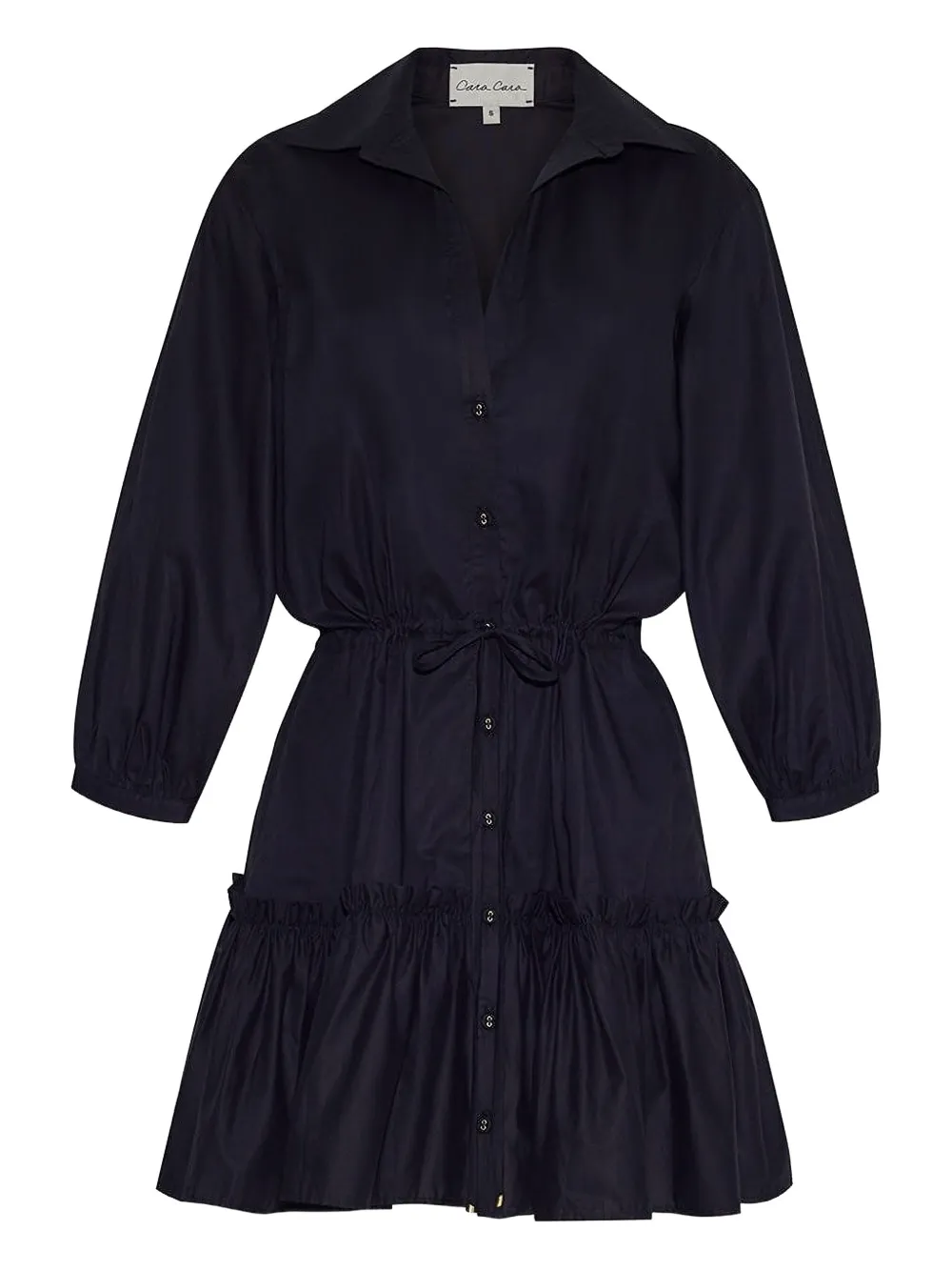 Cara Cara Robin Button-front Ruffled Mini Dress In Black