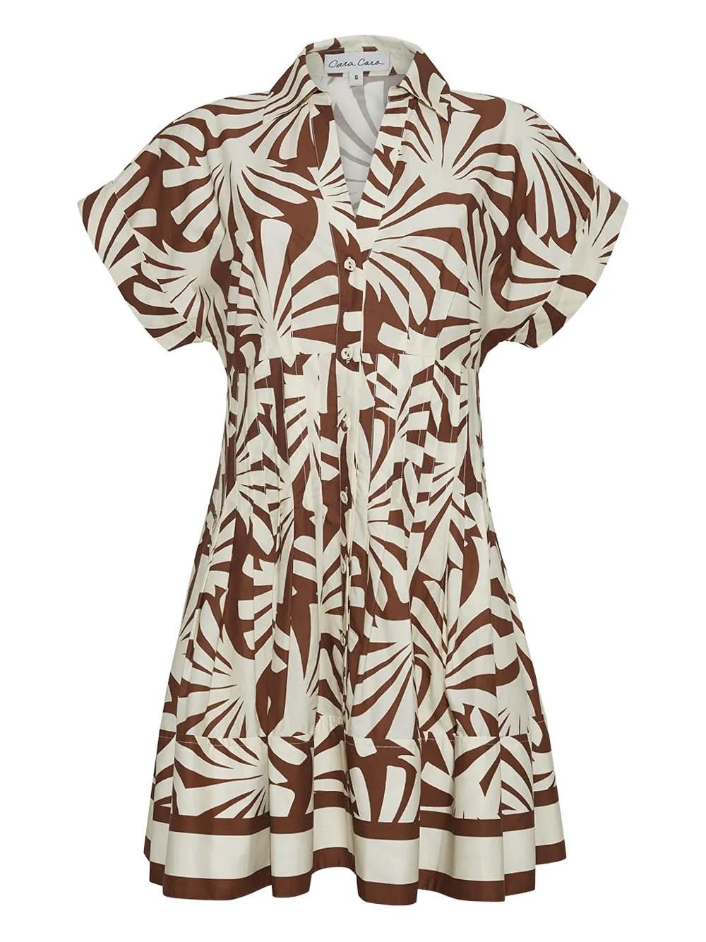 Cara Cara Nash Leaf-print Pleated Mini Dress In Brown