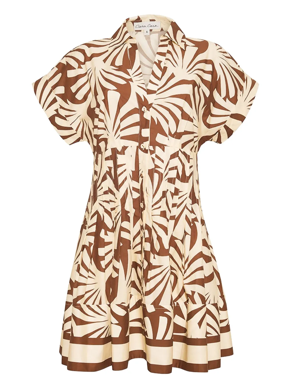 Cara Cara Nash leaf-print pleated mini dress - Marrone