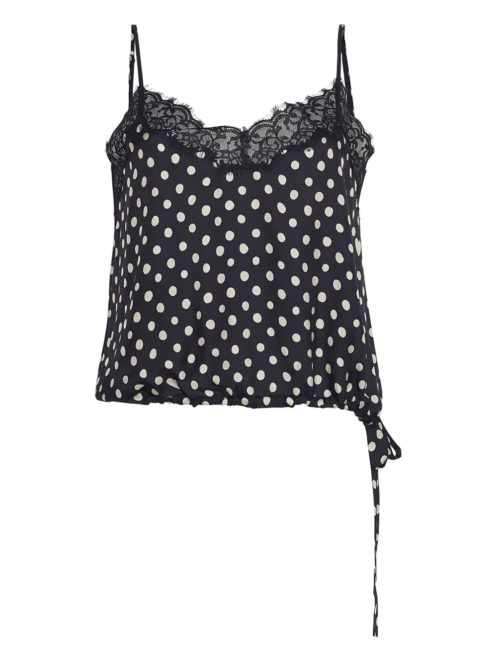 Cara Cara Cordoba Lace-trimmed Polka-dot Top In Black