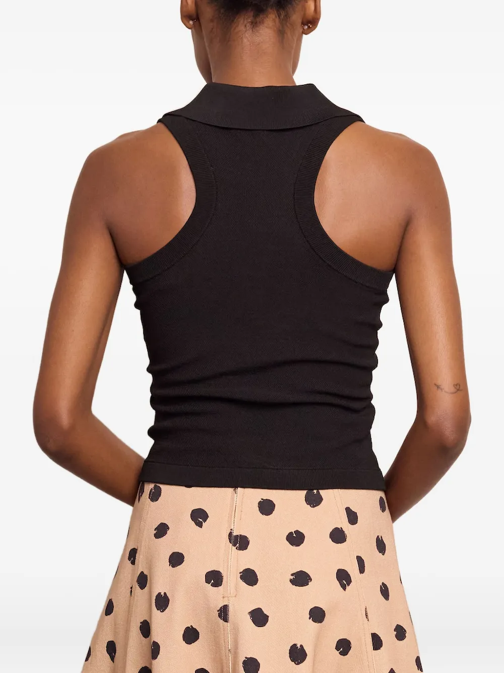 Cara Mouwloze top met polokraag Zwart