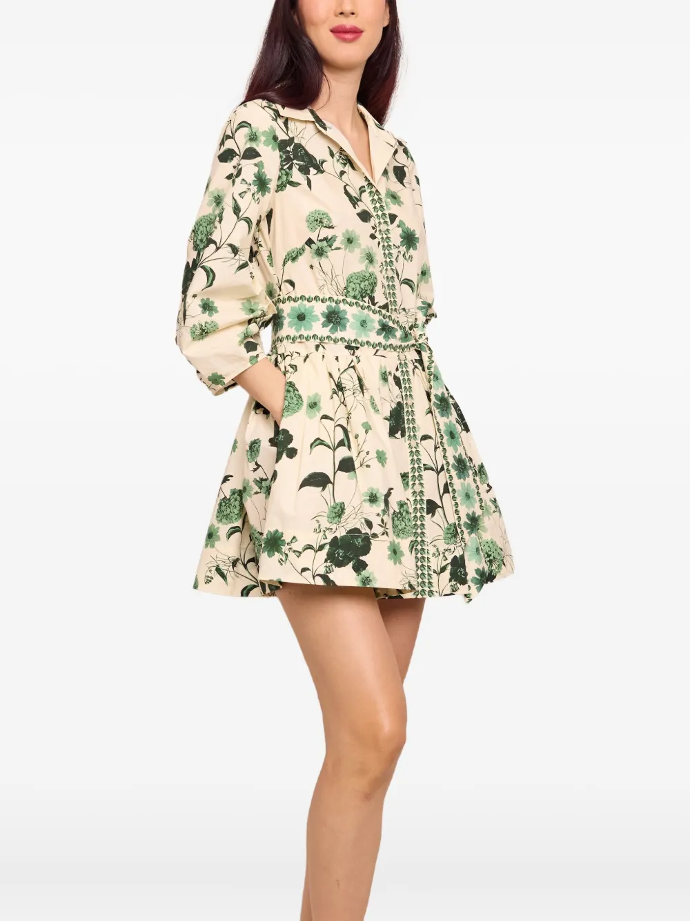 Floral-Print Belted Mini Day Dress