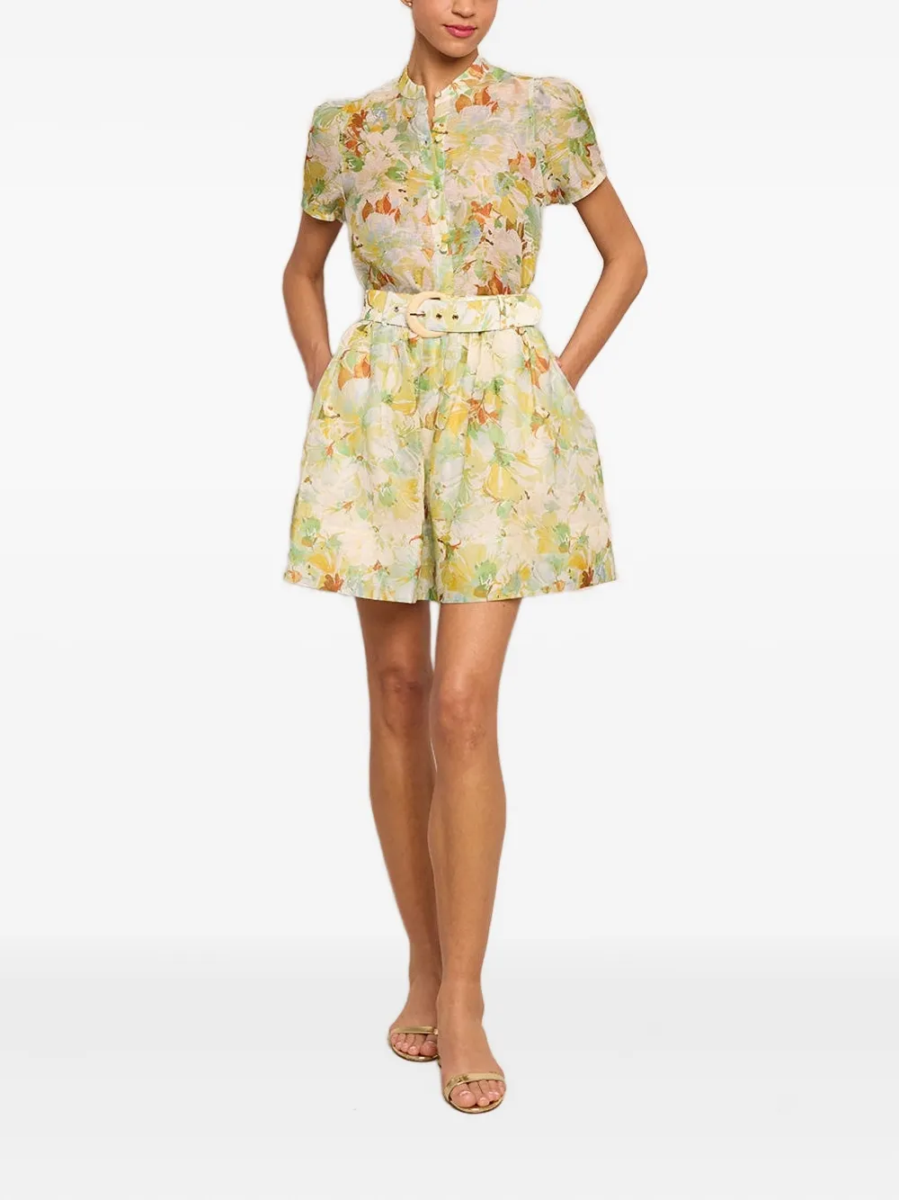 Cara Alba mini-rok met plooien en bloemenprint Blauw