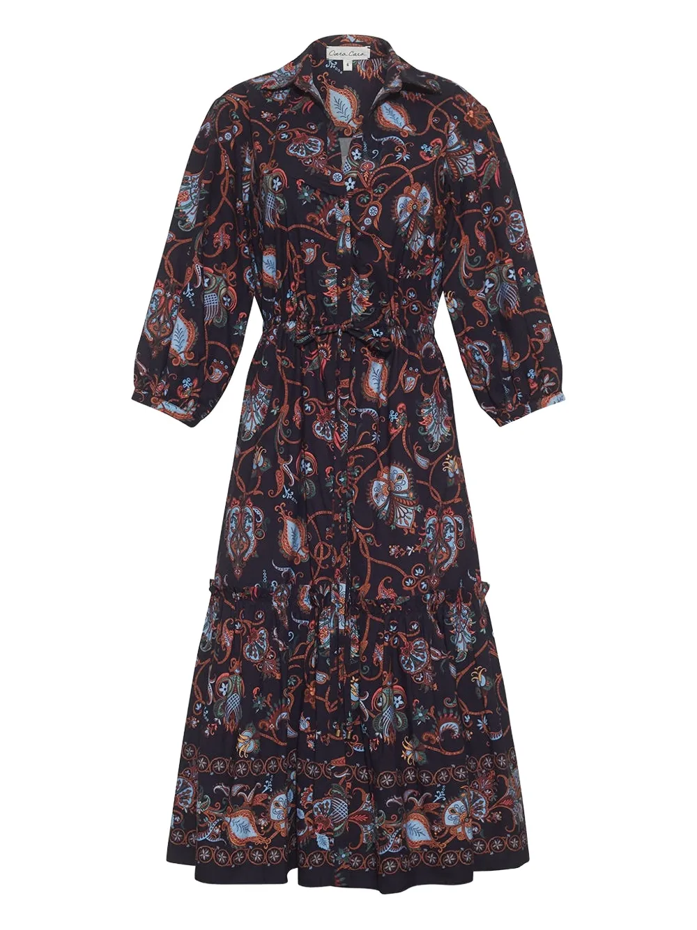 Cara Cara Hutton tiered print midi dress - Nero