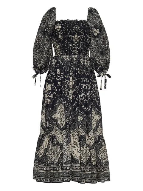 Cara Cara puff-sleeves geometric-print day dress