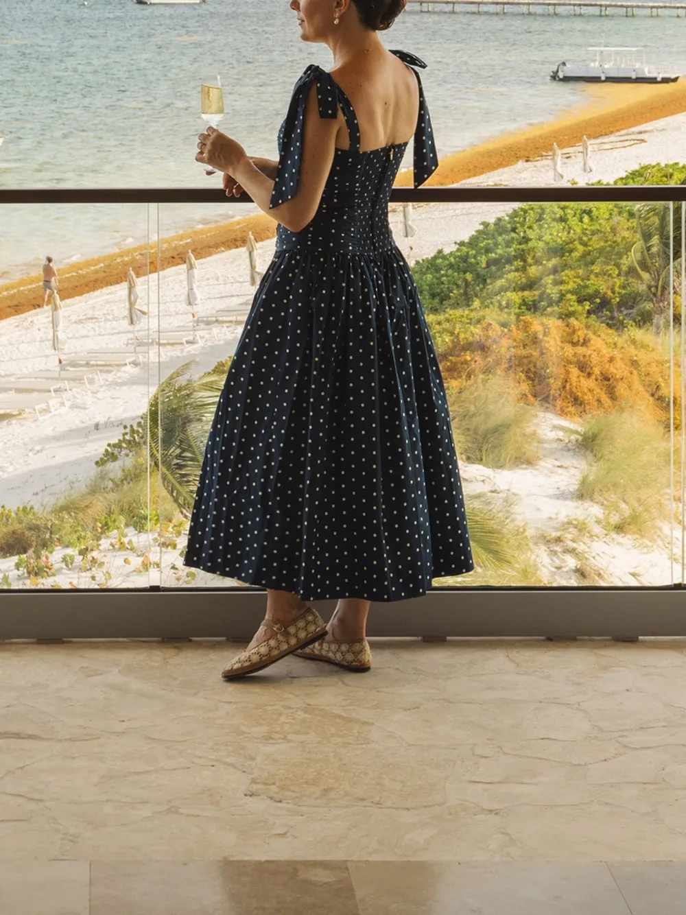 Rahi Polka-Dot Midi Dress