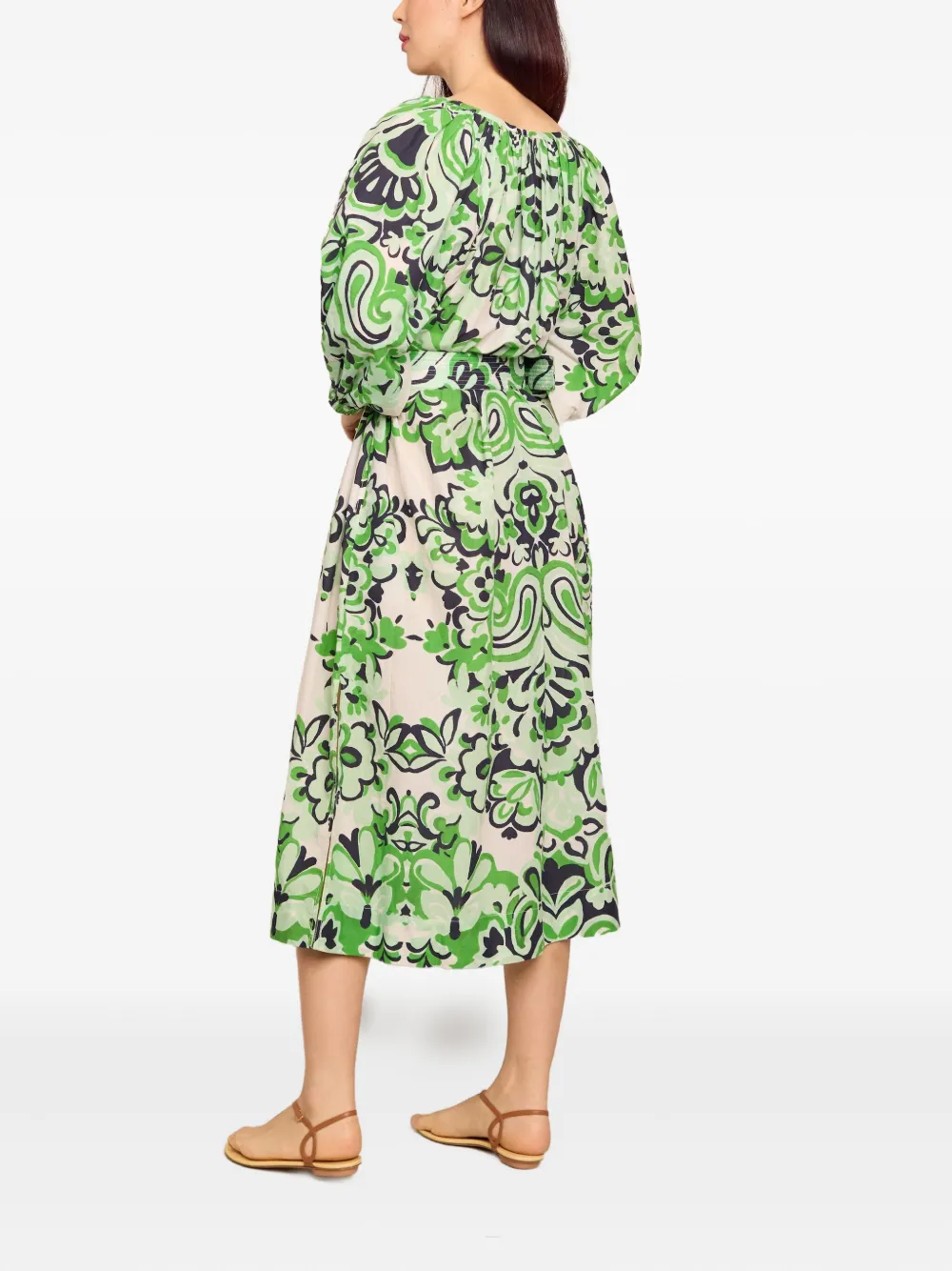 Cara Midi-jurk met bloemenprint Groen