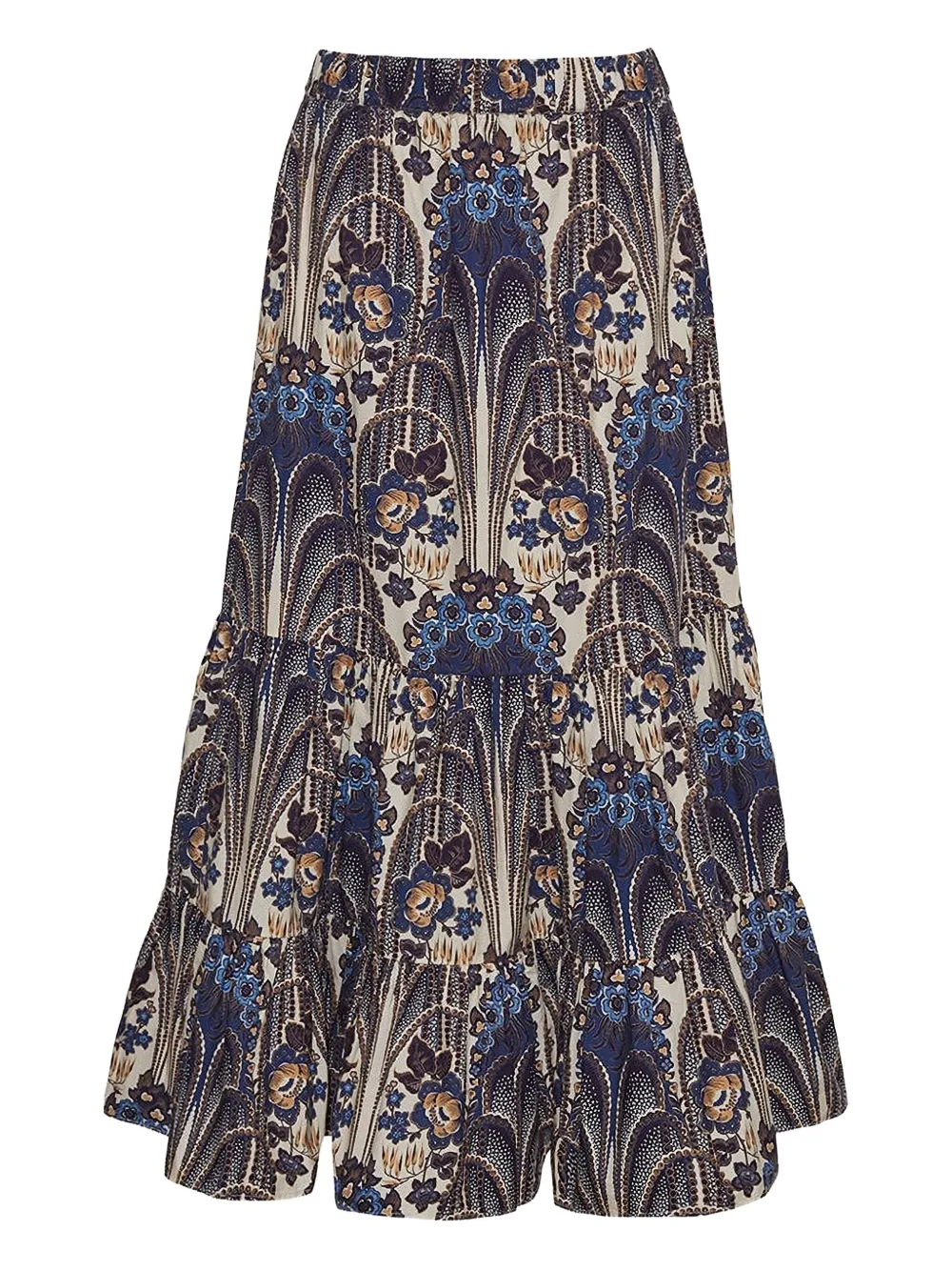 Cara Cara Chase Printed Tiered Midi Skirt In Multi