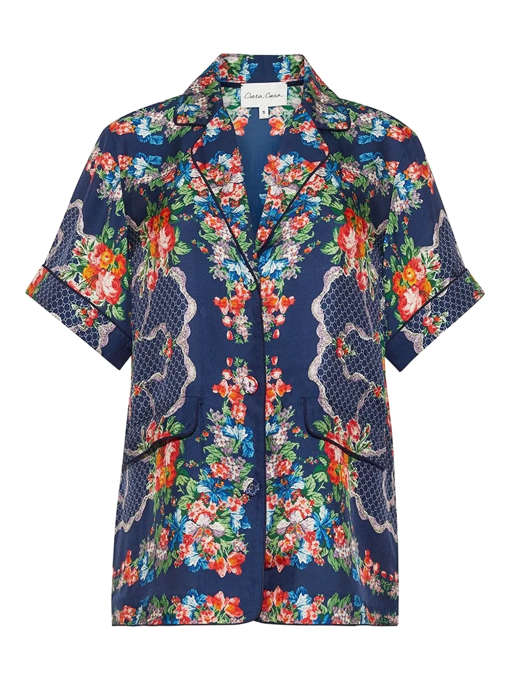 Cara Cara Portofino floral-print short-sleeve top - Blu