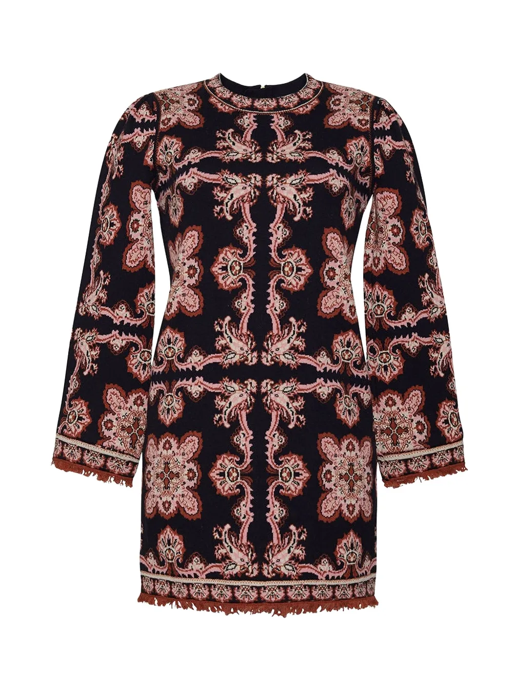 Cara Cara Fritz mini-jurk met paisley-print en franje - Zwart