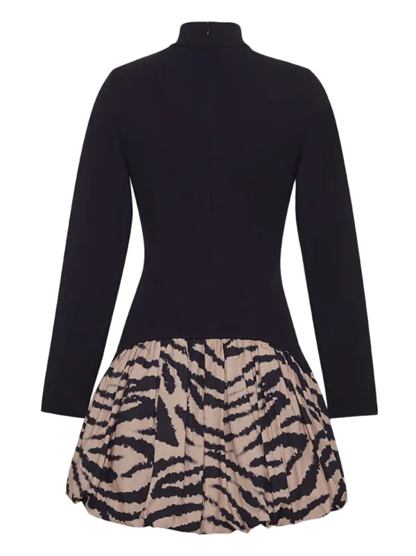 black zebra print mini dress Zebra Print Zip-Down Mini Dress