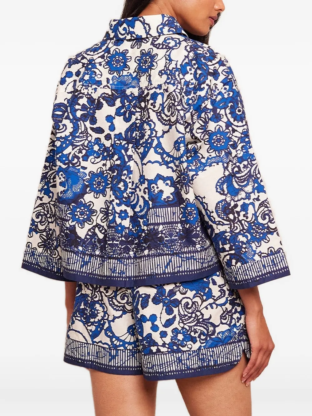  Cara Cara Floral-print Button-up Shirt - Blue 